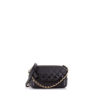 Chanel Gabrielle Double Zip Clutch with Chain Quilted Goatskin and Patent