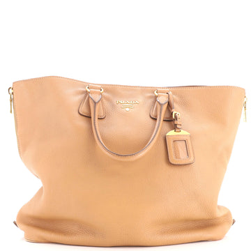 Prada Side Zip Convertible Tote Vitello Daino Large