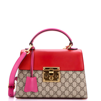 Gucci Padlock Top Handle Bag GG Coated Canvas and Leather Small