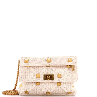 Valentino Garavani Roman Stud Flap Bag Quilted Knit Large