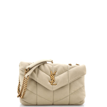 Saint Laurent Loulou Puffer Shoulder Bag Quilted Canvas Mini