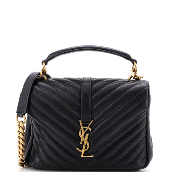 Saint Laurent Classic Monogram College Bag Matelasse Chevron Leather Medium