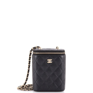 Chanel Vertical Classic Vanity Case with Chain Quilted Caviar Small