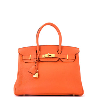 Hermes Birkin Handbag Orange Togo with Gold Hardware 30