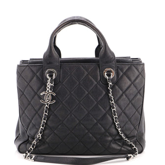 Chanel Urban Companion Top Handle Shopping Tote Quilted Caviar Medium