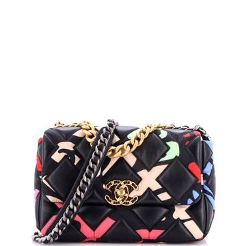 Chanel 19 Flap Bag Quilted Lambskin and Printed Silk Medium