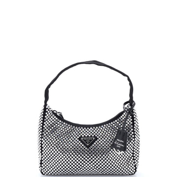 Prada Re-Edition 2000 Hobo Crystal Embellished Satin Mini