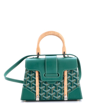 Goyard Structured Saigon Top Handle Bag Coated Canvas with Leather Mini