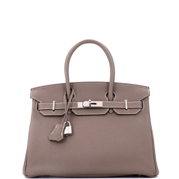 Hermes Birkin Handbag Grey Togo with Palladium Hardware 30