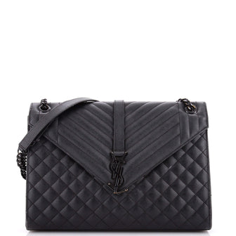 Saint Laurent Classic Monogram Envelope Satchel Mixed Matelasse Leather Large