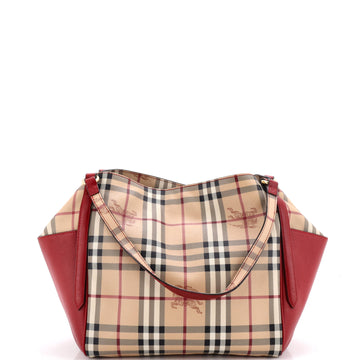 Burberry Canterbury Panels Tote Haymarket Coated Canvas and Leather Small