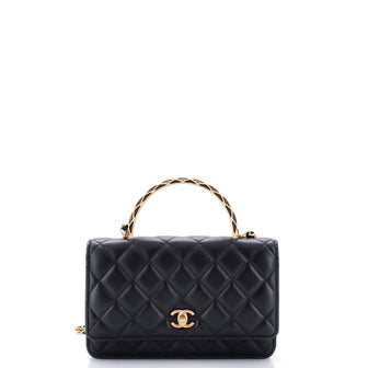 Chanel Pick Me Up Logo Handle Wallet on Chain Quilted Lambskin