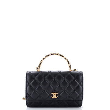Chanel Pick Me Up Logo Handle Wallet on Chain Quilted Lambskin