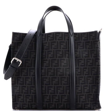 Fendi Convertible Open Tote Zucca Jacquard Fabric and Leather Large