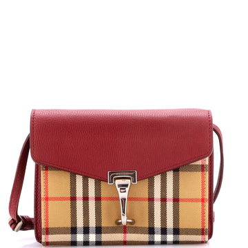 Burberry Macken Crossbody Bag Leather and Vintage Check Canvas Baby