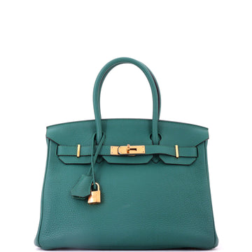 Hermes Birkin Handbag Green Togo with Gold Hardware 30