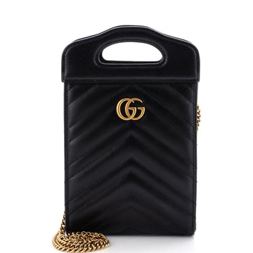 Gucci GG Marmont Top Handle Convertible Chain Tote Matelasse Leather Mini
