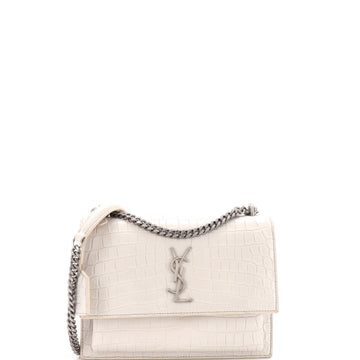Saint Laurent Sunset Crossbody Bag Crocodile Embossed Leather Medium