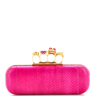 Alexander McQueen Knuckle Box Clutch Python Long