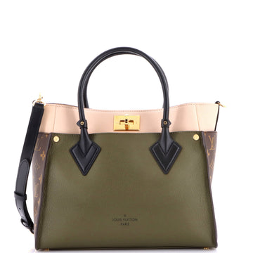 Louis Vuitton On My Side Tote Leather with Monogram Canvas MM