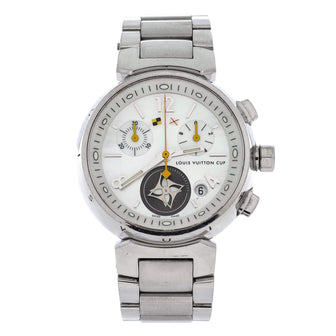 Louis Vuitton Tambour Lovely Cup Chronograph Quartz Watch Stainless Steel with Mother of Pearl Dial 34