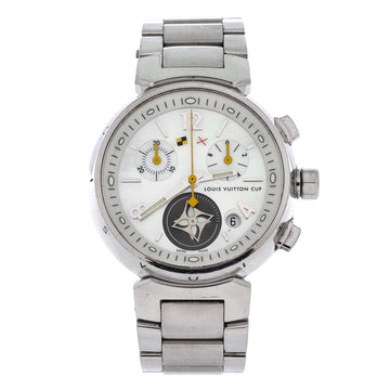 Louis Vuitton Tambour Lovely Cup Chronograph Quartz Watch Stainless Steel with Mother of Pearl Dial 34