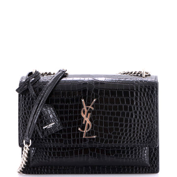 Saint Laurent Sunset Crossbody Bag Crocodile Embossed Leather Medium