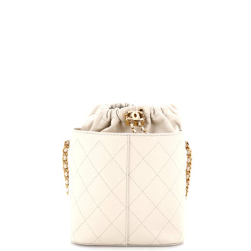 Chanel CC Drawstring Bucket Crossbody Bag Stitched Calfskin Medium