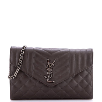 Saint Laurent Classic Monogram Chain Wallet Mixed Matelasse Leather Medium