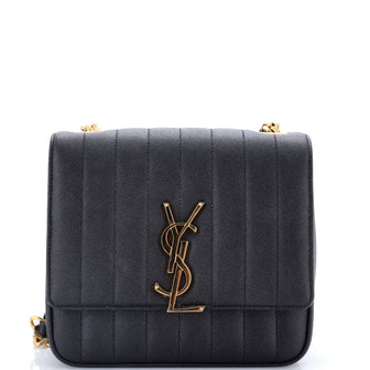 Saint Laurent Vicky Crossbody Bag Vertical Quilted Grainy Leather Medium