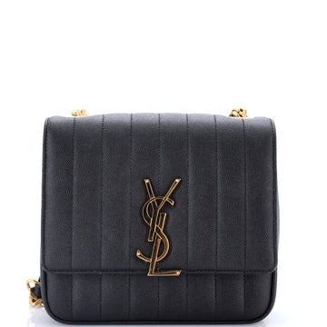 Saint Laurent Vicky Crossbody Bag Vertical Quilted Grainy Leather Medium