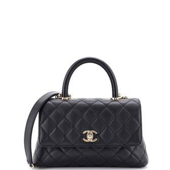 Chanel Coco Top Handle Bag Quilted Caviar Mini