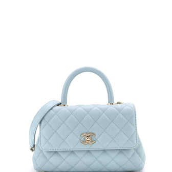 Chanel Coco Top Handle Bag Quilted Caviar Mini