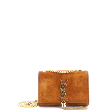 Saint Laurent Classic Monogram Tassel Crossbody Bag Suede Small