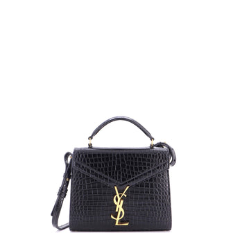 Saint Laurent Cassandra Top Handle Bag Crocodile Embossed Leather Mini
