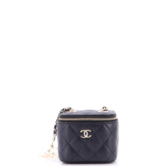 Chanel Vanity Case with Pearl Chain Quilted Lambskin Mini