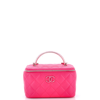 Chanel Classic Top Handle Vanity Case with Chain Quilted Lambskin Small