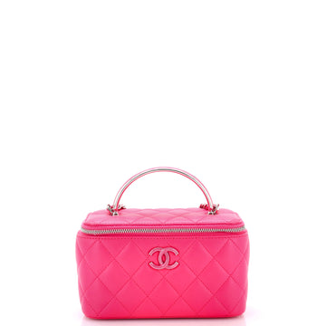Chanel Classic Top Handle Vanity Case with Chain Quilted Lambskin Small