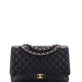 Chanel Classic Single Flap Bag Quilted Caviar Maxi