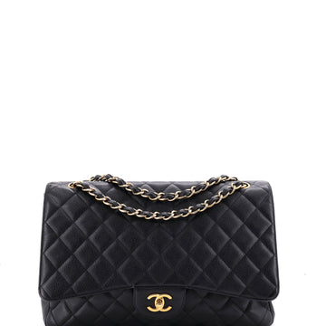 Chanel Classic Single Flap Bag Quilted Caviar Maxi