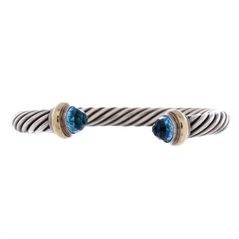 David Yurman Cable Classic Bracelet Sterling Silver with 14K Yellow Gold and Topaz 7mm