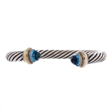 David Yurman Cable Classic Bracelet Sterling Silver with 14K Yellow Gold and Topaz 7mm