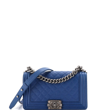 Chanel Boy Flap Bag Quilted Caviar Old Medium