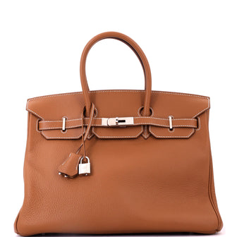 Hermes Birkin Handbag Brown Togo with Palladium Hardware 35