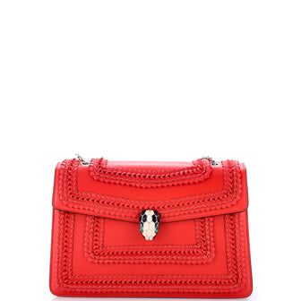 Bvlgari Serpenti Forever Square Shoulder Bag Plisse Leather Medium