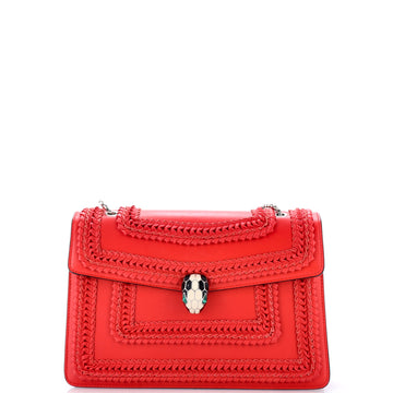 Bvlgari Serpenti Forever Square Shoulder Bag Plisse Leather Medium