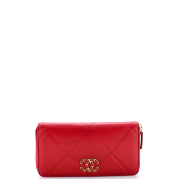 Chanel 19 Zip Around Wallet Quilted Lambskin Long