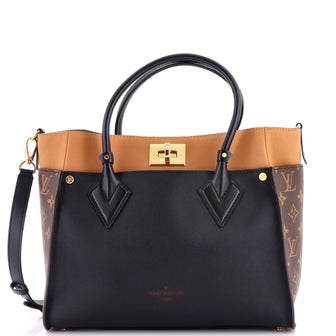 Louis Vuitton On My Side Tote Leather with Monogram Canvas MM