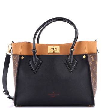 Louis Vuitton On My Side Tote Leather with Monogram Canvas MM