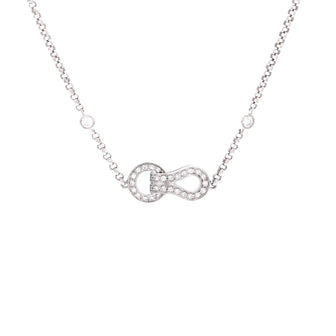 Cartier Agrafe Chain Pendant Necklace 18K White Gold with Diamonds